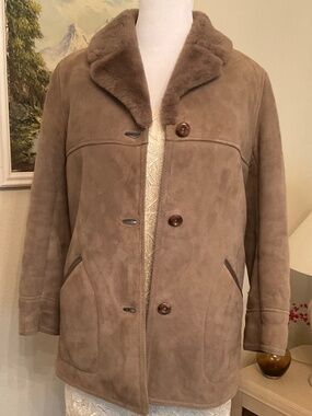 Natural Real Soft Shearing Fur Coat Jacket Size L